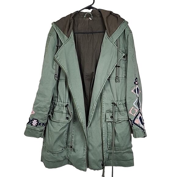 Free People Anorak Embroidered Parka Coat Jacket - Picture 3 of 7